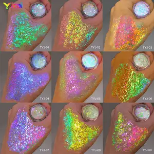 1 Set 9 Color Cosmetic Grade Rainbow Opal Pigment Flake Ice Crystal Highlight Shiny Transparent Chameleon Sequins Foil Powder