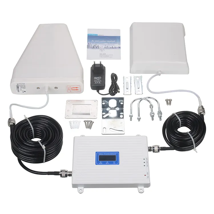 Kit amplificateur de Signal 2G/3G/4G GSM/DCS/WCDMA, répéteur Triple bande pour réseau de téléphonie mobile, 900/1800/2100 mhz