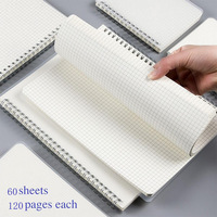 Carnet de notes scolaire à spirale A5 avec couverture en PU, papier double-couché, à ouverture latérale, avec grille carrée transparente