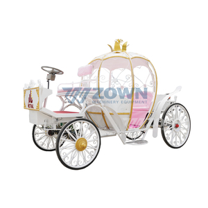 Charrette de princesse électrique en forme de citrouille, entièrement décorée, pour entrée de mariage, visite de parc et fête - Product Image 3