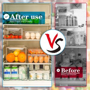 Paquete de 10 contenedores Organizadores de refrigerador de PET sin BPA, tapas apilables, contenedores de almacenamiento de nevera para producir frutas, paquete de 10 nevera - Product Image 3