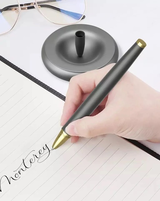 2026 New Magnetic Levitation Self-Supporting Black Metal Base Pen Holder Floating Levitating Stand