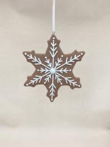 Ornement flocon <span class=keywords><strong>de</strong></span> neige en pain d'épices avec glaçage blanc, décoration suspendue en pâte à modeler pour <span class=keywords><strong>Noël</strong></span> - Product Image 1