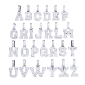 Pendentif Lettre Initiale A-Z en Argent Sterling 925, Sertie de Moissanite Taille Brillant Effet Diamant, Style Hip Hop, Personnalisable pour Homme, Vente en Gros - Product Image 4