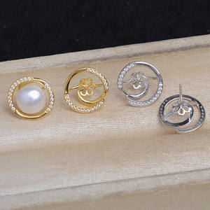 Support vide pour boucles d'oreilles en argent S925, 9,5-9,7 mm, accessoire de bijoux en perles DIY, JG6088 - Product Image 1