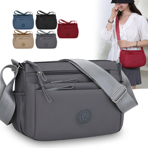 Crossbody Shoulder Bag Large Capacity Multi-Layer Waterproof Horizontal Square Shape Zipper Closure for Women Everyday Use Gray - Product Image 1