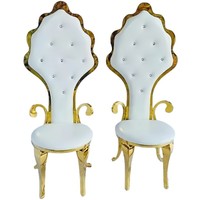Fauteuil de salle à manger de style européen en acier inoxydable avec accoudoirs en cuir et design inversé pour mobilier domestique