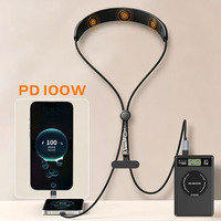 Kabel USB C Multifungsi Tipe-C ke Tipe-C 100W PD Pengisian Cepat, Tali Selempang Ponsel Berbahan Nilon, Dilengkapi Pijat Leher Terintegrasi