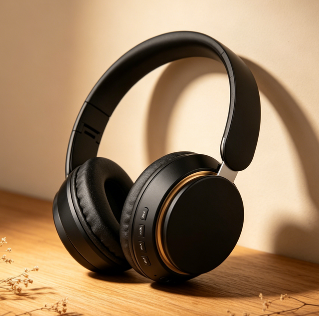 Premium Black Gold Edition Wireless Stereo Headphones Over-Ear Factory Direct Custom Logo Comfortable Earpads for Travel, Sport