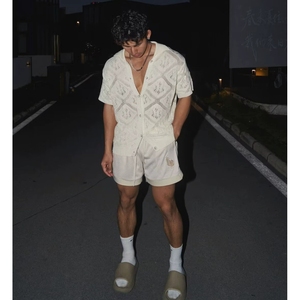 Elegante Camicia da Uomo in <span class=keywords><strong>Maglia</strong></span> di <span class=keywords><strong>Pizzo</strong></span> a <span class=keywords><strong>Maniche</strong></span> <span class=keywords><strong>Corte</strong></span>, Casual, Nuova Tendenza Moda Estiva 2026, Stile Trendy - Product Image 2