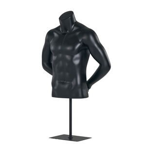 Maniquí Masculino de Medio Cuerpo, Negro, de Fibra de Vidrio, Económico, para Exhibición de Ropa - Product Image 2