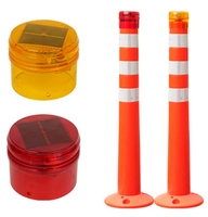 Feu de signalisation solaire pour poteau, balise clignotante LED avec batterie rechargeable pour garde-corps routier et chantier