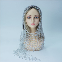Voile de tête en maille scintillante fait main avec franges et perles, vente en gros