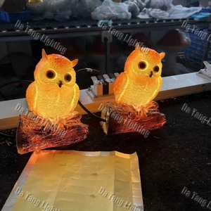 Escultura de Búho Gigante de Fibra de Vidrio con Luz LED Cálida Blanca, Lámpara Decorativa para Jardín en Venta - Product Image 2