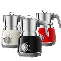 Mousseur à lait automatique rétro de style italien - 1000 ml - 6-en-1 - Pour mousse froide et chaude - Design incurvé vintage - 304