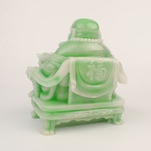 Estatua de Buda Sonriente <span class=keywords><strong>Maitreya</strong></span>, Hecha a Mano, de Resina Roja Antigua, Pintada Artísticamente, Sentado en un Trono, Escultura Budista, Feng Shui - Product Image 6