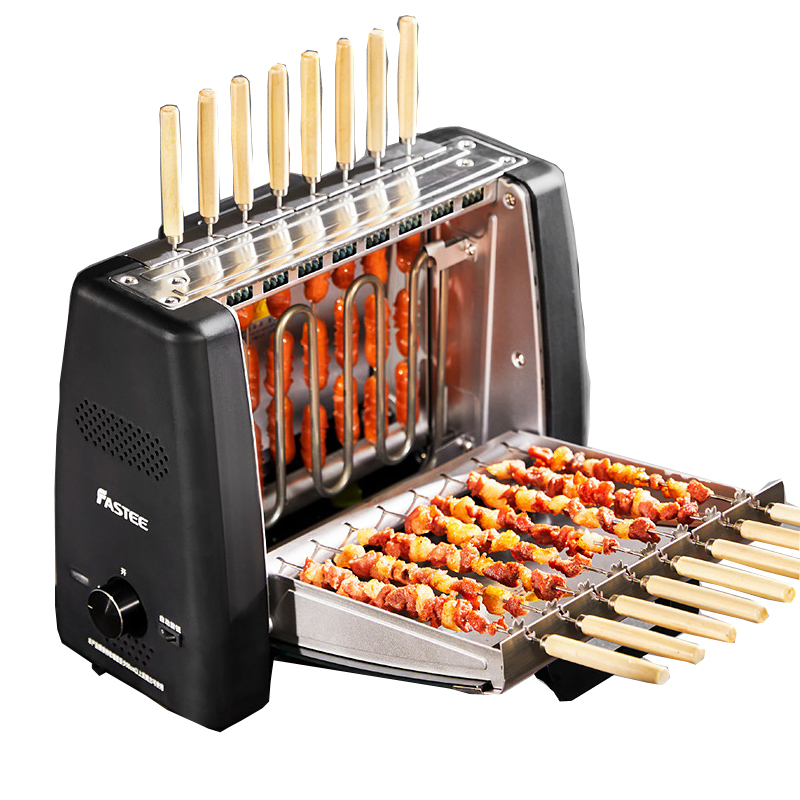 BBQ Grill Smokeless Auto Rotating Barbecue Skewers Rotisserie Electric Tabletop Grill with 16pcs Skewers