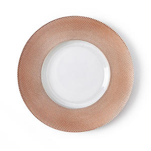 Assiette de service en verre noir classique K11 écologique de 13 pouces pour assiettes à dîner avec design à bord martelé - Product Image 4