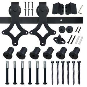 Puerta corrediza de bolsillo de madera maciza Interior moderno de estilo antiguo, herrajes para puerta de granero con rueda grande - Product Image 2