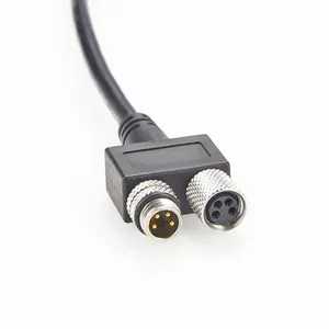 M12 kabel Splitter 4 Pin Y, untuk komunikasi otomatisasi Industri