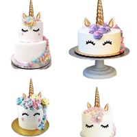 Ensemble de décoration de gâteau en plastique écologique sur le thème de la licorne, décorations de gâteau colorées pour la fête des pères, Noël, moules à fondant, moule 3D