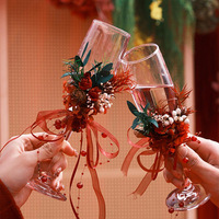 Bunga Kering DIY Berkualitas Tinggi Mewah, Buket Bunga Abadi, Dekorasi Gelas Toasting Pernikahan, Hadiah Pernikahan, Goblet