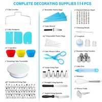 Kit de décoration de gâteaux multifonctionnel en plastique alimentaire réutilisable et écologique de 11 pouces, 106 pièces, pour pâtisserie (vente en gros)