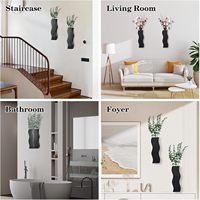 Vases suspendus en bois noir, lot de 2, vase mural pour plantes artificielles, décoration moderne de style farmhouse, décoration murale bohème