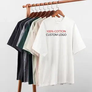 280 grammes en gros logo personnalisé 100% coton grande taille T-shirt imprimé pour hommes T-shirt vintage lavé à l'acide