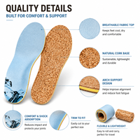 Semelles orthopédiques de soutien de la voûte plantaire pour hommes et femmes, inserts de chaussures en liège naturel, soulagement de la douleur au pied, absorption des chocs, coussinets confortables