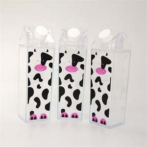 500ml/750ml/1000ml/1900ml Clear Square Leakproof Plastic <b>Milk</b>/Juice <b>Bottle</b> Lid <b>Straw</b> for Party Outdoor Use Dishwasher Safe - Product Image 3