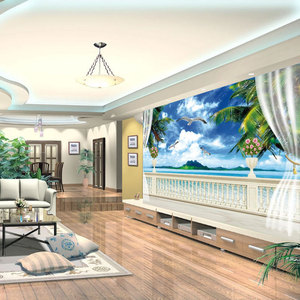 3D tridimensional estilo mediterráneo playa Mural Tv Fondo papel tapiz dormitorio sofá Fondo papel tapiz Mural - Product Image 3