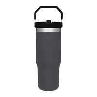 Gobelet isotherme sous vide 20 oz et 30 oz sans BPA, anti-fuite, avec poignée et paille rabattable, pour étudiants, vente en gros