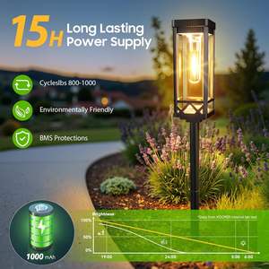 <span class=keywords><strong>KOOPER</strong></span> Lot de 8 Lampes Solaires Modernes pour Allée Lampes de Jardin Plus Hautes 15 Heures Plus Lumineuses Utilisation Extérieure Étanche Alimentées par Énergie Solaire pour Cour - Product Image 2