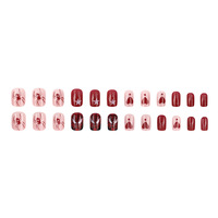 24 faux ongles à presser, motif araignée sanglante, cœur et étoile, mignons, doux et stylés, courts et détachables, pour femmes, ensemble de manucure d'Halloween