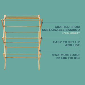 ราวตากผ้าพับได้ไม้ไผ่ทันสมัยพร้อมโครงเหล็ก สกรีนโลโก้ได้ตามต้องการ ขายดี - Product Image 2