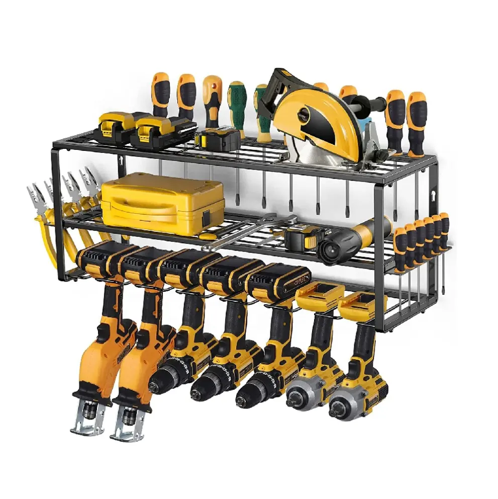 Güç alet düzenleyici 7 matkap rafı, pil alet düzenleyici ve depolama, garaj ağır Metal takım rafı