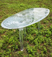 Table de salle à manger design en résine époxy transparente, motif vague d'eau, pour maison, bureau, extérieur, hôtel, fête, vente en gros, OEM, personnalisable