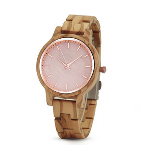 Montre en bois naturel Olive cadran coquille montre à breloque de mode bon marché pour femmes accepter la personnalisation - Product Image 1