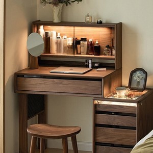 Solid Wood <b>Dressing</b> <b>Table</b> <b>With</b> <b>Mirror</b> And <b>Drawer</b> Bedroom Desk For Adults - Product Image 1
