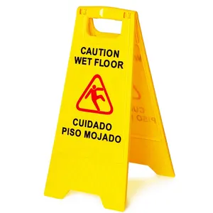Sinal de aviso de piso molhado de plástico comercial de 24" O-Cleaning, sinal de aviso de segurança bilíngue portátil de dois lados, sinal de piso dobrável