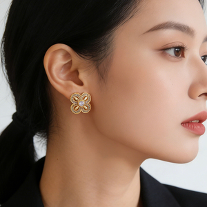 CUSTOM <b>SILVER</b> 10K/14K GOLD PLATED <b>SOLID</b> GOLD LAB GROWN DIAMOND ZICON ENGAGEMENT CLUSTER <b>EARRING</b> UNISEX CUTE ANNIVERSARY PARTY - Product Image 5