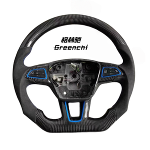 Volant de course sportif personnalisé GELINCHI en fibre de carbone et cuir avec 3 branches pour Focus RS ST MK2/<span class=keywords><strong>MK3</strong></span> (Surpiqûres rouges) - Product Image 2
