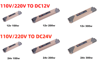Fuente de Alimentación Conmutada Industrial de 12V/24V AC/DC para Cámara CCTV, LED, Tira Delgada, Resistente al Polvo, Plástico, IP40