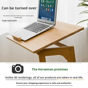 Escritorio Plegable de Bambú para Computadora, Escritorio Sencillo para el Hogar, Mesa Pequeña Cuadrada para Dormitorio, Mesa de Comedor/Escritorio con Desmontaje - Product Image 4