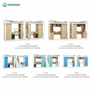 Solución Completa para Mobiliario de Alojamiento Estudiantil: Conjunto Combinado de Cama Alta de Acero, Silla de Escritorio y Armario - Product Image 1