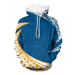 Sweat à capuche oversize pour homme, motif géométrique polynésien Samoa, pull décontracté de qualité supérieure, en tissu peigné pour l'automne, avec poche avant - Product Image 1