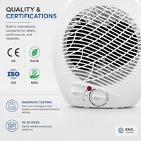 Radiateur soufflant électrique ovale portable avec thermostat, 3 modes de chauffage (chaud, très chaud), 2000W, contrôle automatique de la température, résistant au feu