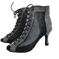 Chaussures de danse pour femmes à talons hauts, à lacets, avec strass et diamants, style pole dance
