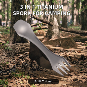 Fourchette et cuillère 3 en 1 en titane imperméable, couverts pour la maison, le camping en plein air, le pique-nique, la <span class=keywords><strong>chasse</strong></span> tactique - Product Image 2